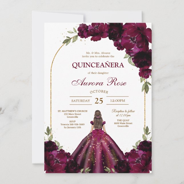 Modern Rustic Quinceanera Invitation (Front)