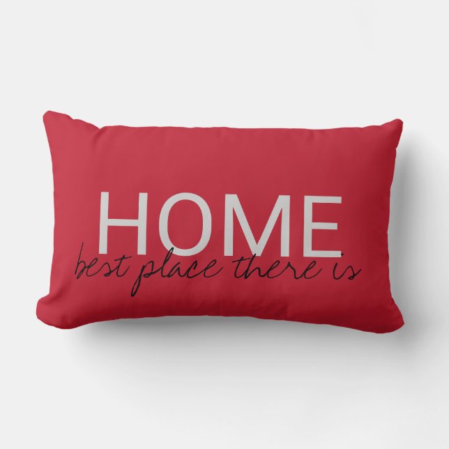 Modern rustic red HOME best place there is Lumbar Pillow (Front)