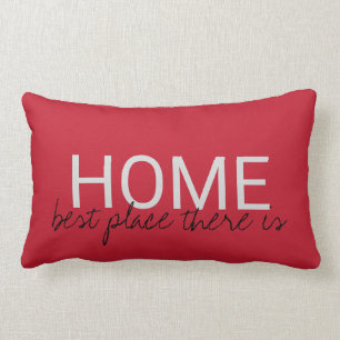 Modern rustic red HOME best place there is Lumbar Pillow