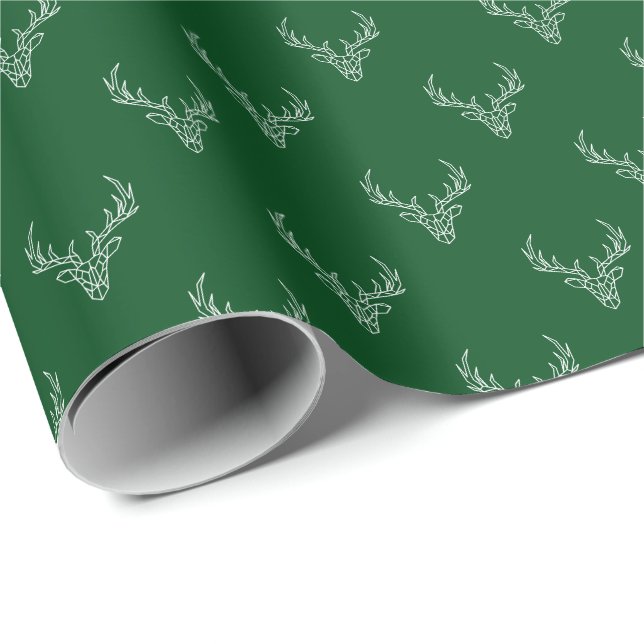Modern Rustic Reindeer Antlers Christmas Holiday Wrapping Paper (Roll Corner)