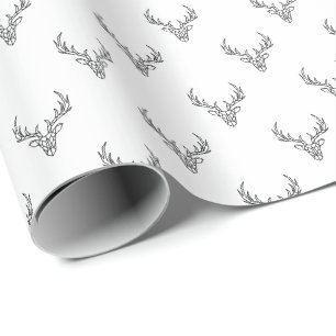 Modern Rustic Reindeer Antlers Christmas Holiday Wrapping Paper