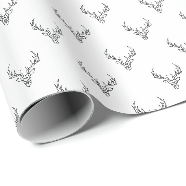 Modern Rustic Reindeer Antlers Christmas Holiday Wrapping Paper (Roll Corner)