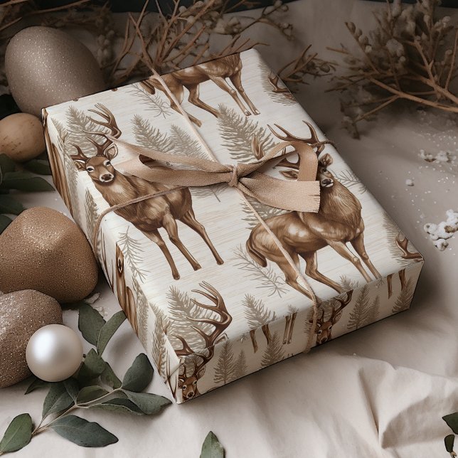  Modern Rustic Reindeer Christmas Wrapping Paper (Creator Uploaded)