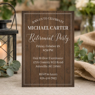Modern Rustic Retirement Party Invitation Card