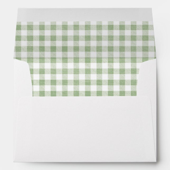 Modern Rustic Sage Green Gingham  Envelope (Back (Bottom))