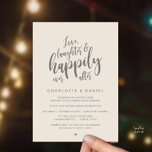 Modern Rustic Script Happily Ever After Wedding Invitation