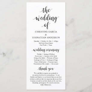 Modern rustic script, Wedding Ceremony Program
