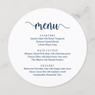Modern Rustic Script, Wedding Dinner Menu