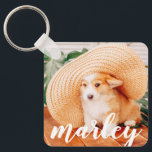 Modern Rustic Simple Custom Pet Photo Keychain<br><div class="desc">This simple and classic design is composed of playful cursive typography and add a custom photo of your pet.</div>