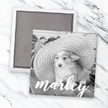 Modern Rustic Simple Custom Pet Photo Magnet<br><div class="desc">This simple and classic design is composed of playful cursive typography and add a custom photo of your pet.</div>