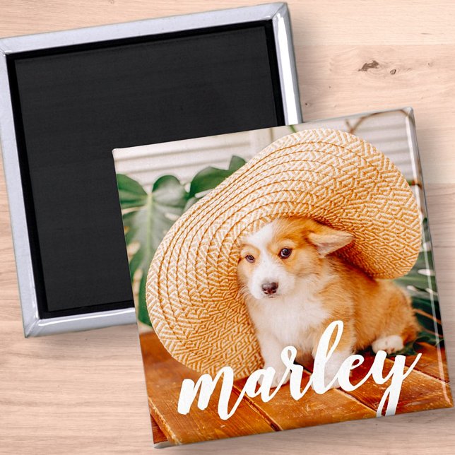 Modern Rustic Simple Custom Pet Photo Magnet (Creator Uploaded)