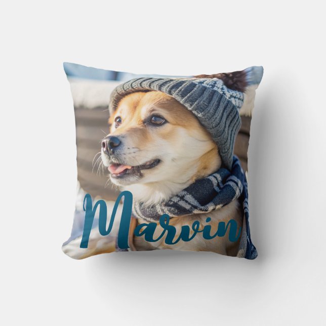 Modern Rustic Simple Custom Pet Photo Throw Pillow (Front)
