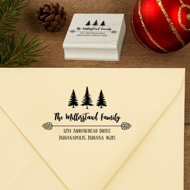 Modern Rustic Spruce Script Return Address Stamp (Creator Uploaded)