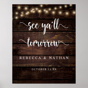 Modern Rustic string lights, See you all tomorrow  Poster