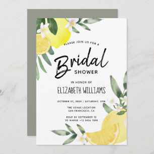 Modern Rustic Summer Lemon Yellow Bridal Shower Invitation