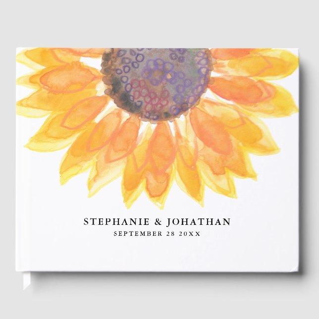 Modern Rustic Sunflower Guest Book (Front)
