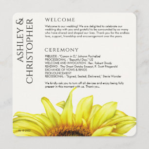Modern Rustic Sunflower Wedding Program