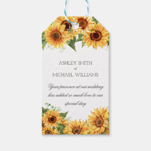 Modern Rustic Sunflower Yellow Wedding Gift Tags