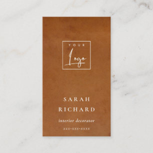 Modern Rustic Tan Leather Texture Custom Logo Business Card