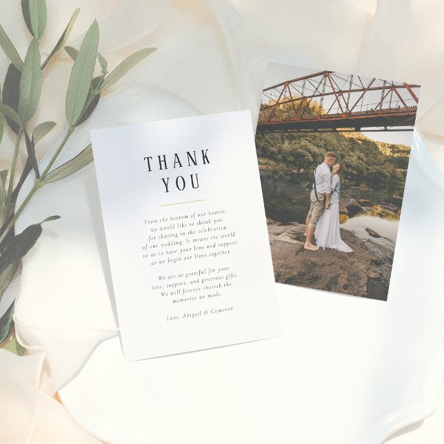 Modern Rustic Type Wedding Photo Thank You Card (Creator Uploaded)