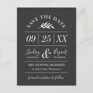 Modern Rustic Typography Photo Save the Date Announcement Postcard