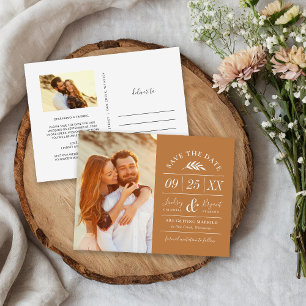 Modern Rustic Typography Photo Save the Date Announcement Postcard