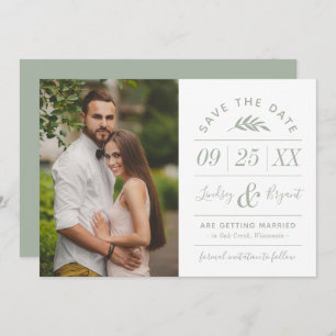 Modern Rustic Typography Photo Save the Date Invit Invitation