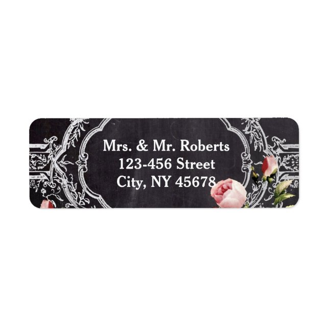 modern rustic  vintage flowers Chalkboard wedding (Front)