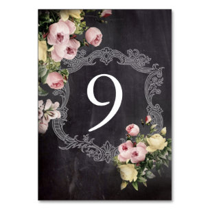 modern rustic  vintage flowers Chalkboard wedding Table Number