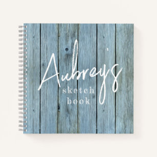 Modern Rustic Washed Wood Script Typography Sketch Notebook