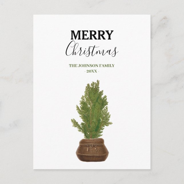 Modern Rustic Watercolor Christmas Tree Holiday (Front)