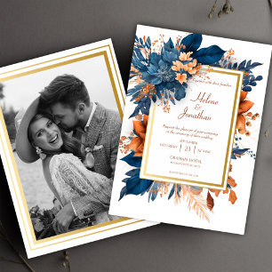 Modern Rustic Watercolor Floral Elegant Wedding Invitation