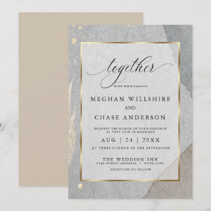 Modern Rustic Watercolor Wash Stone Invitation