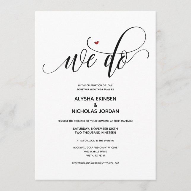 Modern Rustic We Do Wedding Invitation Card (Front)