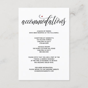 Modern Rustic wedding accommodations card