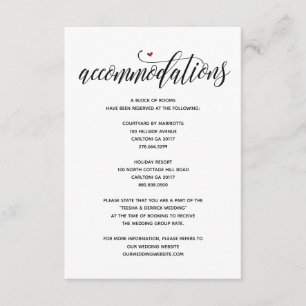 Modern rustic wedding accommodations card v1
