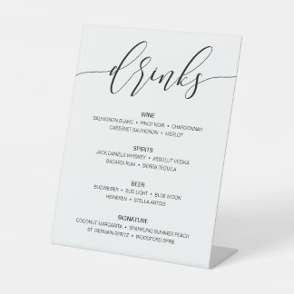 Modern Rustic Wedding Bar Menu Sign Drinks