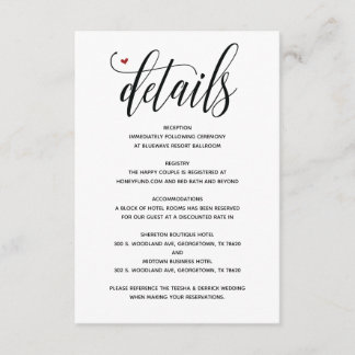 Modern rustic wedding Details enclosure card v1