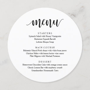 Modern Rustic, Wedding Elopement Reception Dinner Menu