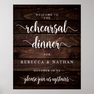 Modern Rustic, Wedding Rehearsal Dinner Welcome Po Poster