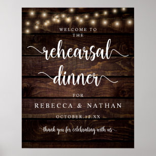 Modern Rustic, Wedding Rehearsal Dinner Welcome Poster