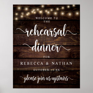 Modern Rustic, Wedding Rehearsal Dinner Welcome  Poster