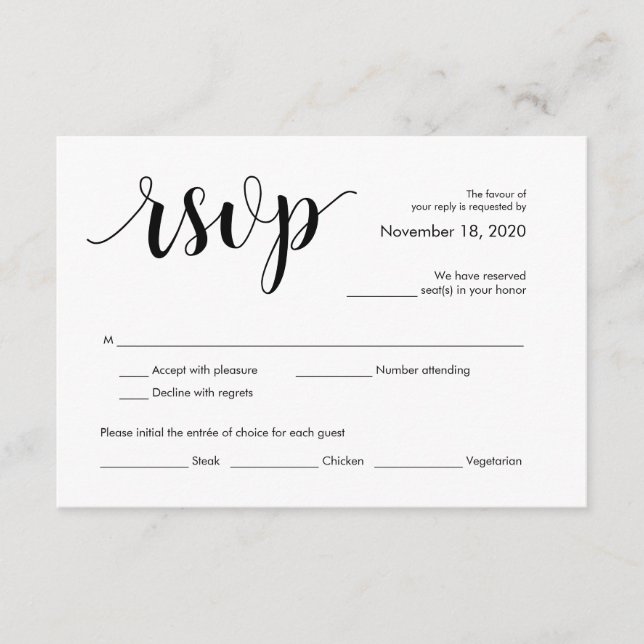 Modern Rustic Wedding RSVP Enclosure Card (Front)