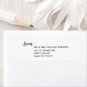Modern Rustic Wedding Script, Return Address