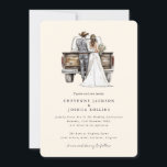 Modern Rustic Western Wedding Invitation<br><div class="desc">Capture the essence of rustic charm with our Modern Rustic Western Wedding Invitation. This beautifully designed invitation features a watercolor bride and groom standing with an old vintage pick up truck , setting the perfect scene for a bride and groom who cherish a rustic wedding theme. Our user-friendly invitation template...</div>