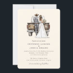 Modern Rustic Western Wedding Invitation<br><div class="desc">Capture the essence of rustic charm with our Modern Rustic Western Wedding Invitation. This beautifully designed invitation features a watercolor bride and groom standing with an old vintage pick up truck , setting the perfect scene for a bride and groom who cherish a rustic wedding theme. Our user-friendly invitation template...</div>