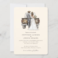 Modern Rustic Western Wedding Invitation 
