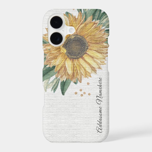 Modern Rustic White Ivory Sunflower   iPhone Case (Back)