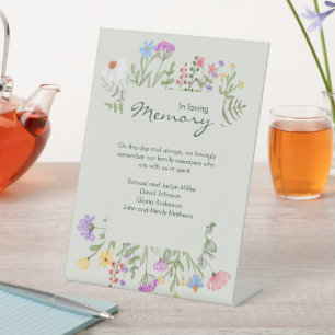Modern Rustic Wildflower In Memoriam Sage Wedding Pedestal Sign