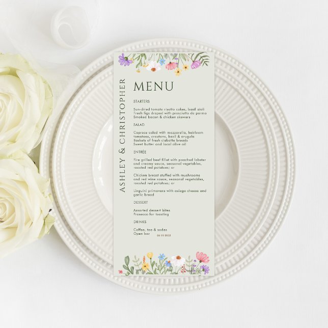 Modern Rustic Wildflower Soft Sage Wedding Menu (Creator Uploaded)